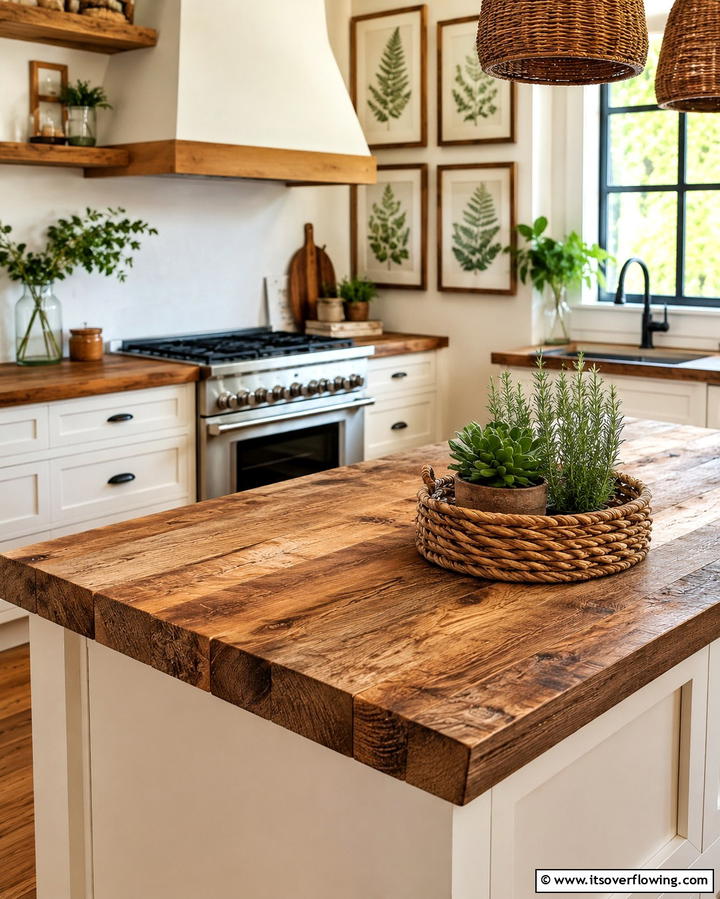 Reclaimed Wood Countertops - 25 Vintage Kitchen Ideas for a Classic Culinary Space