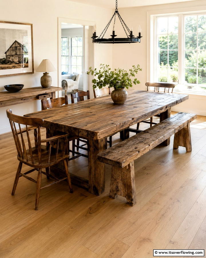 Reclaimed Wood Dining Table - 30 Rustic Dining Room Ideas for Cozy Family Gatherings