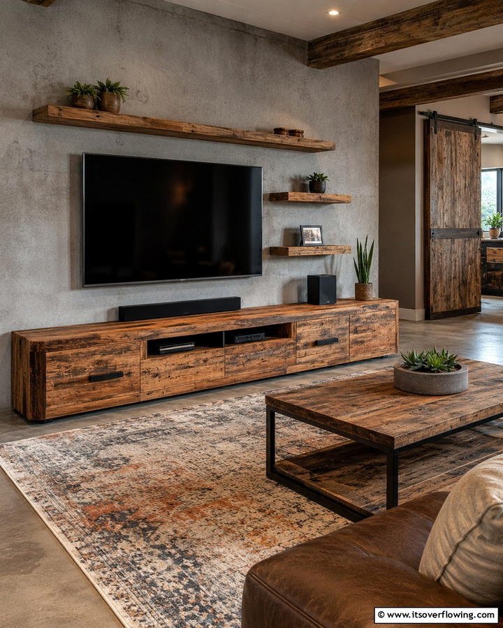 Reclaimed Wood Elements - 30 Industrial Living Room Ideas with Urban Charm