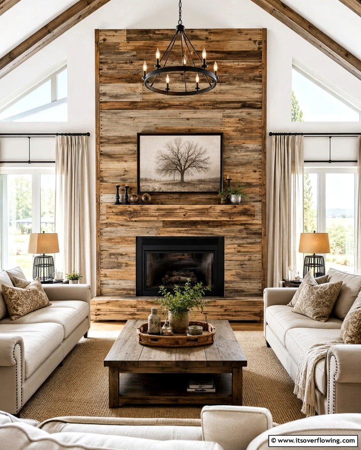 Reclaimed Wood Fireplace Wall - 30 Fireplace Wall Ideas to Transform Your Living Space