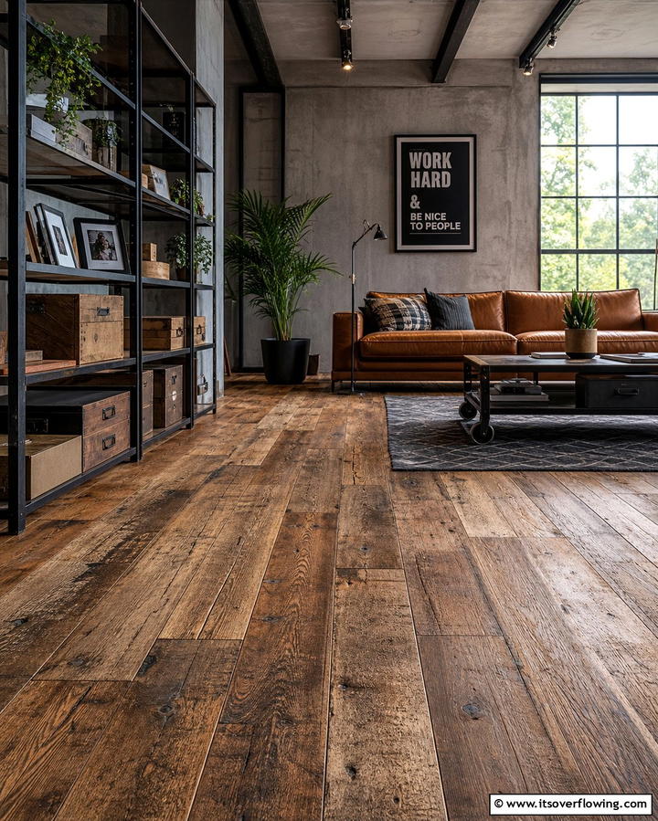 Reclaimed Wood Flooring - 25 Living Room Wood Floor Ideas for a Warm Ambiance