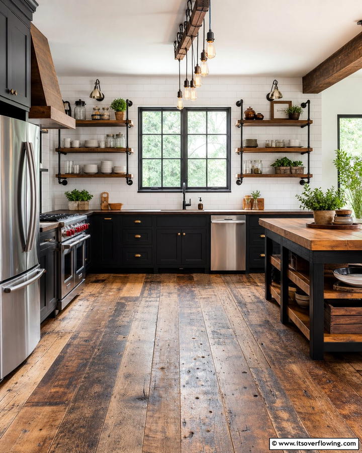 Reclaimed Wood Floors for Sustainable Style - 20 Kitchens With Wood Floors for a Warm and Inviting Feel