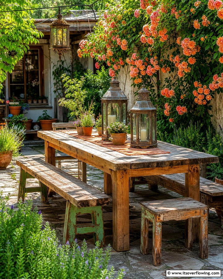 Reclaimed Wood Furniture - 25 Enchanting Boho Garden Ideas for Outdoor Bliss