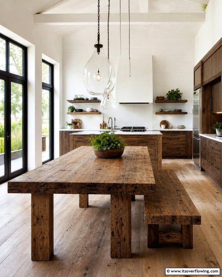 Reclaimed Wood Furniture - 25 Mexican Kitchen Ideas for a Vibrant and Authentic Space