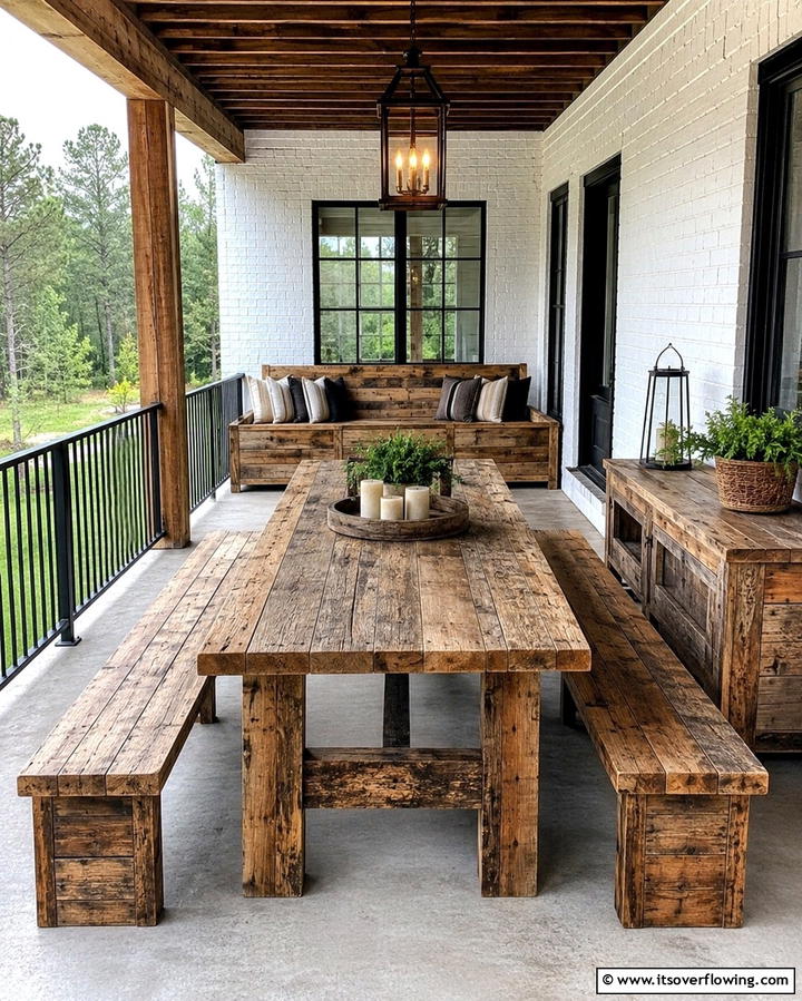 Reclaimed Wood Furniture - 25 Rustic Porch Ideas to Create a Cozy Outdoor Retreat