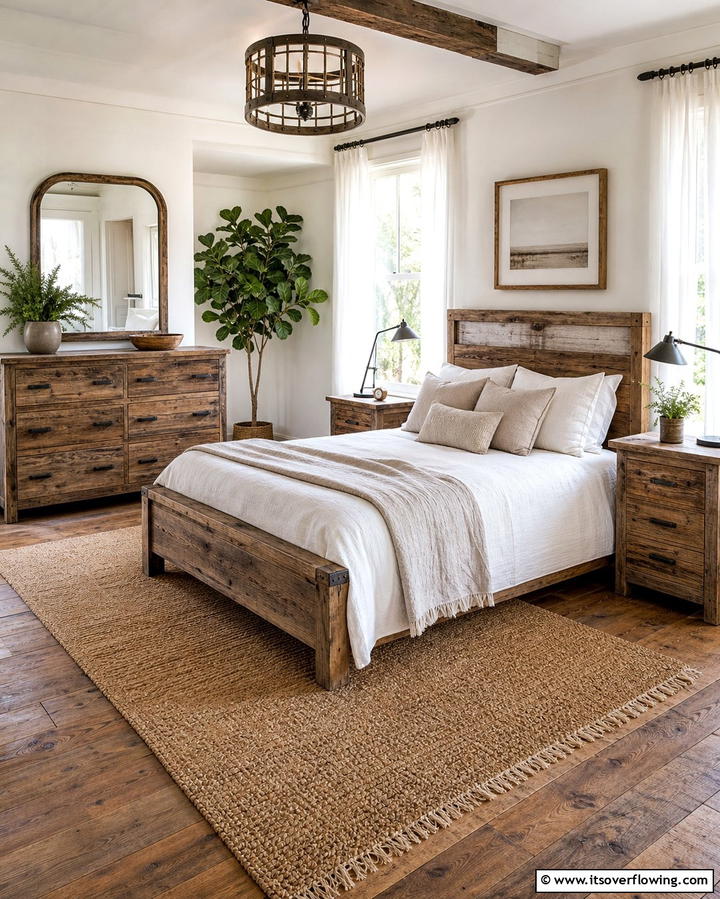 Reclaimed Wood Furniture - 25 Country Bedroom Ideas- Cozy & Rustic Designs