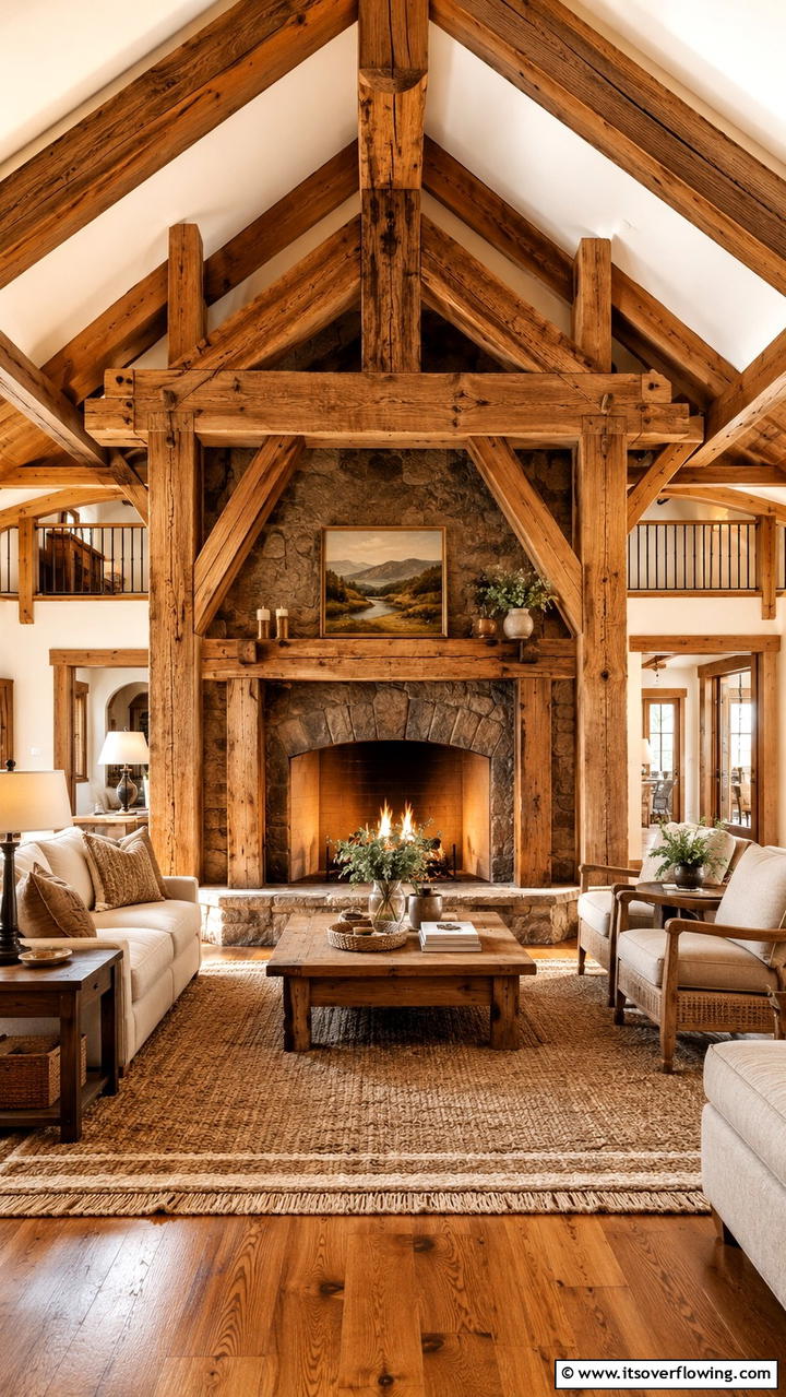 Reclaimed Wood Mantel - 30 Farmhouse Fireplace Ideas for Cozy Living Spaces