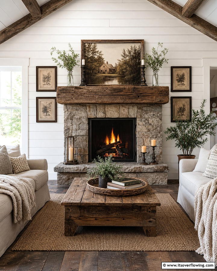 Reclaimed Wood Mantel Fireplace - 25 Cozy Cabin Fireplace Ideas for a Warm Retreat