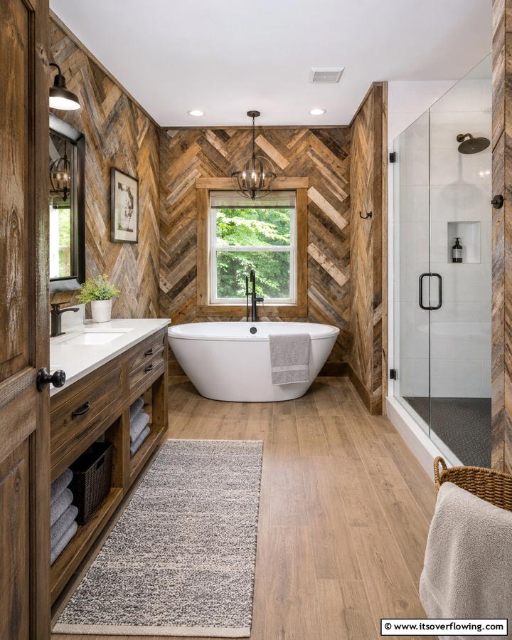 Reclaimed Wood Paneling - 25 Log Cabin Bathroom Ideas for a Rustic and Relaxing Retreat