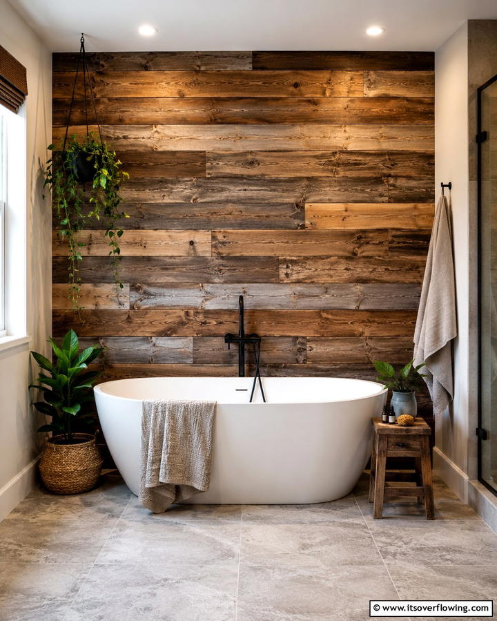Reclaimed Wood Panels - 25 Earthy Bathroom Ideas for a Natural Retreat
