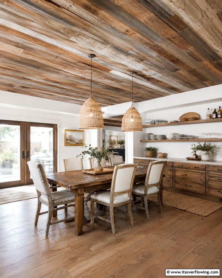 Reclaimed Wood Panels - 30 Rustic Ceiling Ideas to Add Warmth to Any Room