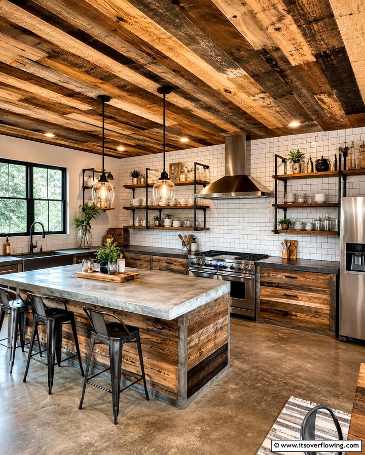 Reclaimed Wood Panels for Rustic Charm - 25 Affordable Cheap Ceiling Ideas for Your Home