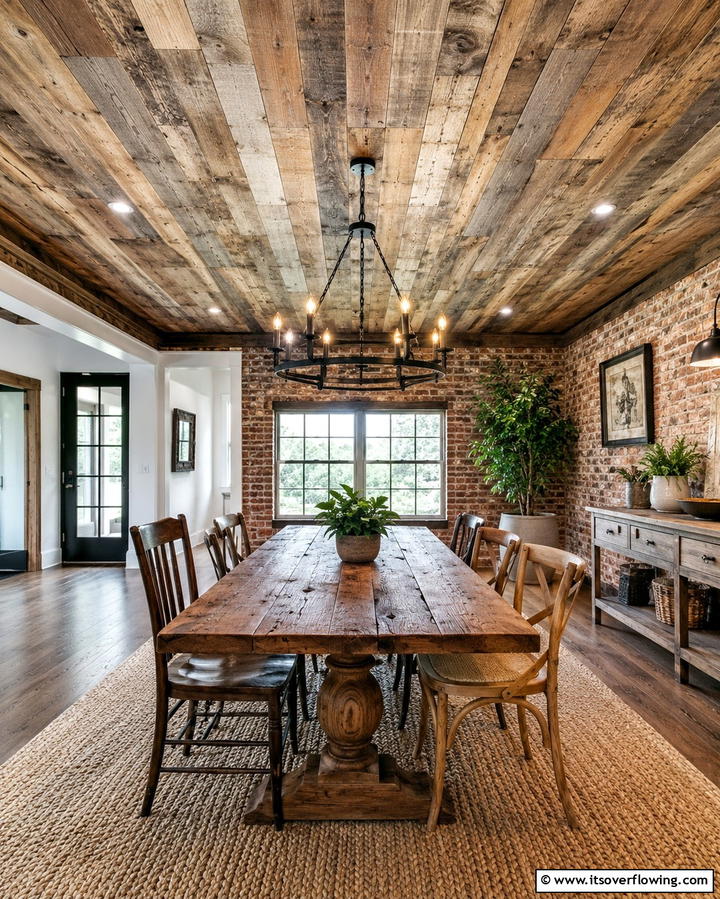 Reclaimed Wood Panels for Sustainability - 25 Affordable Cheap Ceiling Ideas for Your Home