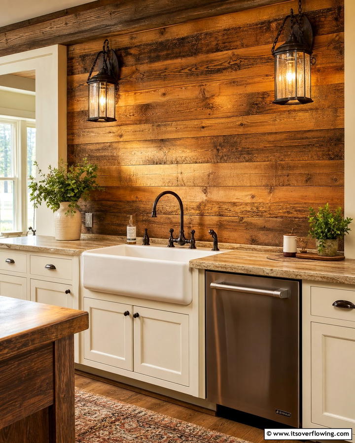 Reclaimed Wood Panels for Timeless Appeal - 25 Rustic Backsplash Ideas for a Farmhouse Kitchen