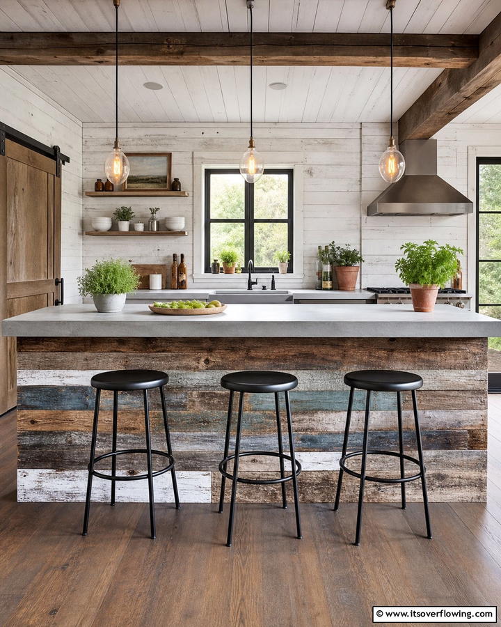 Reclaimed Wood Panels - 21 Kitchen Island Back Panel Ideas for Modern Designs