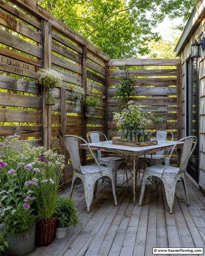Reclaimed Wood Privacy Screens for Rustic Charm - 21 Patio Privacy Solutions for Secluded Outdoor Relaxation