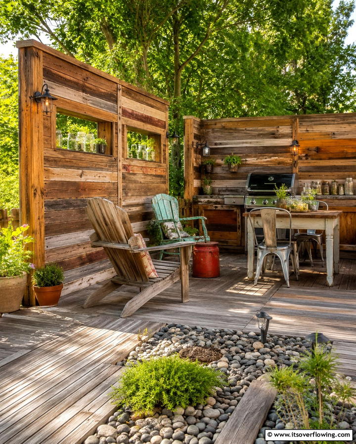 Reclaimed Wood Privacy - 30 Private Deck Ideas for Secluded Outdoor Relaxation Zones