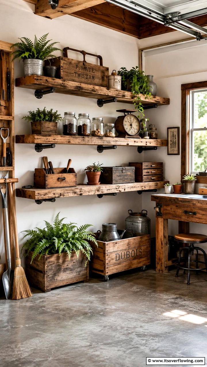Reclaimed Wood Shelves - 30 Garage Shelving Ideas for Clutter-Free Storage