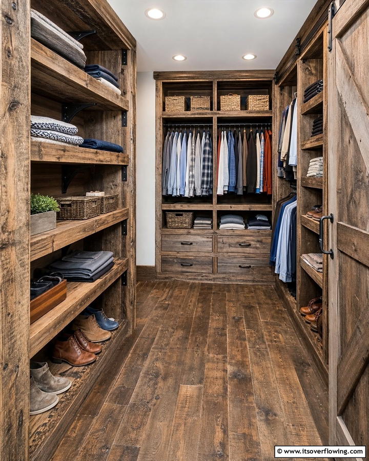 Reclaimed Wood Shelving - 20 Rustic Closet Ideas for a Charming Storage Solution