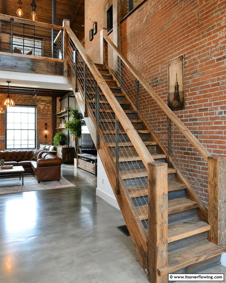 Reclaimed Wood Stair Railing - 30 Wood Stair Railing Ideas for Warm Architectural Detail