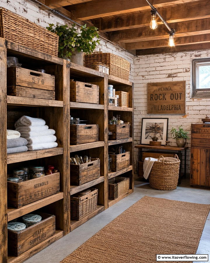 Reclaimed Wood Storage Boxes - 21 Basement Storage Ideas to Organize Clutter with Style