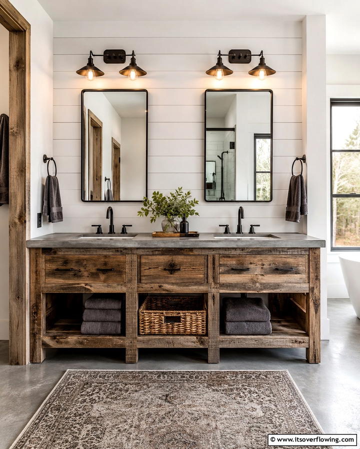 Reclaimed Wood Vanities for Sustainability - 25 Natural Bathroom Ideas for a Spa-Like Retreat at Home