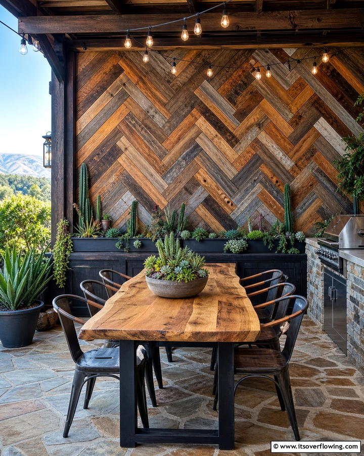 Reclaimed Wood Wall Accents - 20 Outdoor Wall Decor Ideas to Transform Your Space