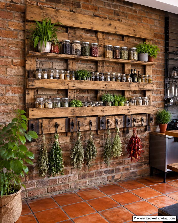 Reclaimed Wood Wall Rack - 25 Spice Rack Ideas to Organize Your Kitchen