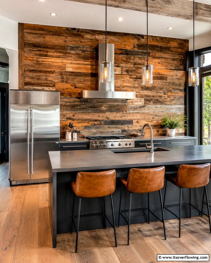 Reclaimed Wood Wall - 25 Kitchen Accent Wall Ideas for a Stylish Upgrade