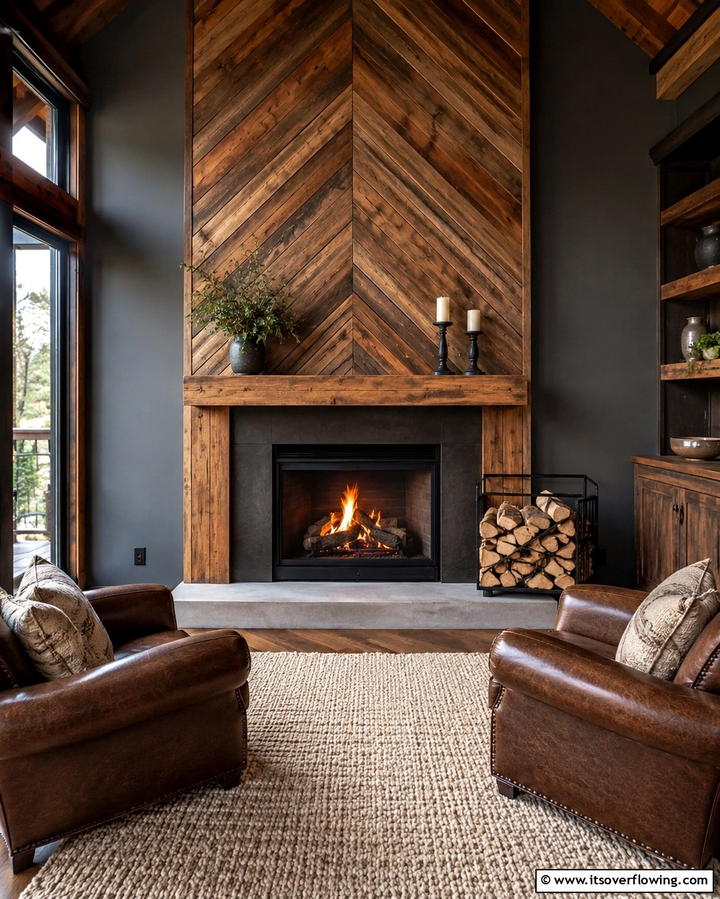Reclaimed Wood WarmthExact - 25 Fireplace Accent Wall Ideas for a Stunning Focal Point