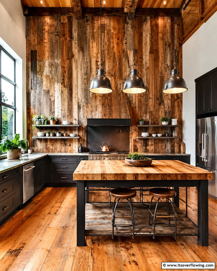 Reclaimed Wood for Eco Friendly Charm - 25 Kitchen Accent Wall Ideas for a Stylish Upgrade