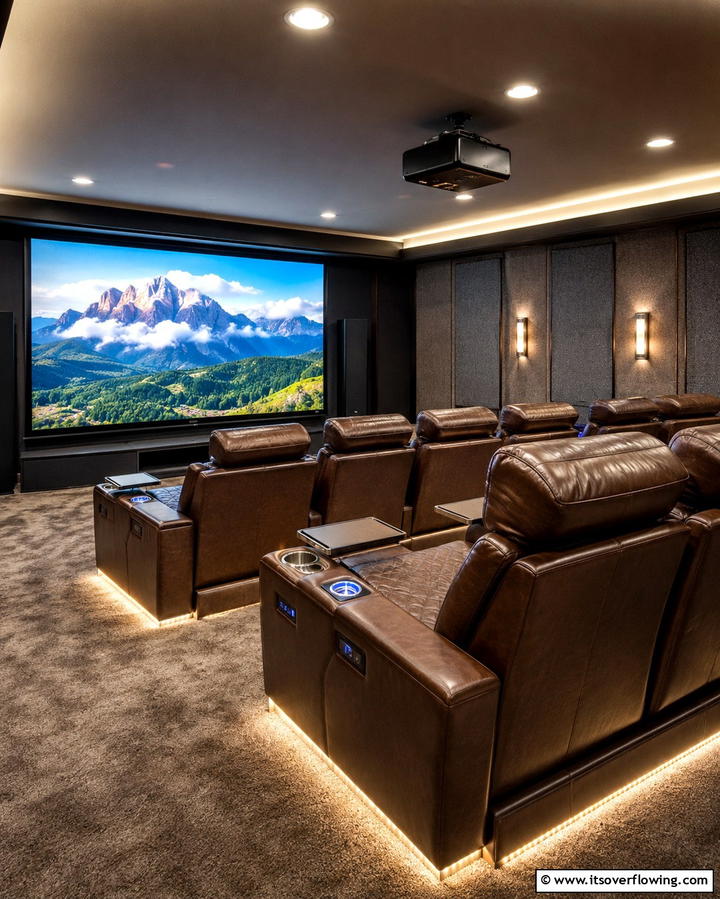 Recliner Seats for Maximum Comfort - 25 Basement Home Theater Ideas for Movie Nights