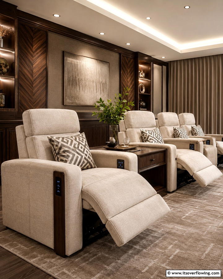 Reclining Seating for Maximum Comfort - 30 Media Room Ideas for Ultimate Living Room Entertainment