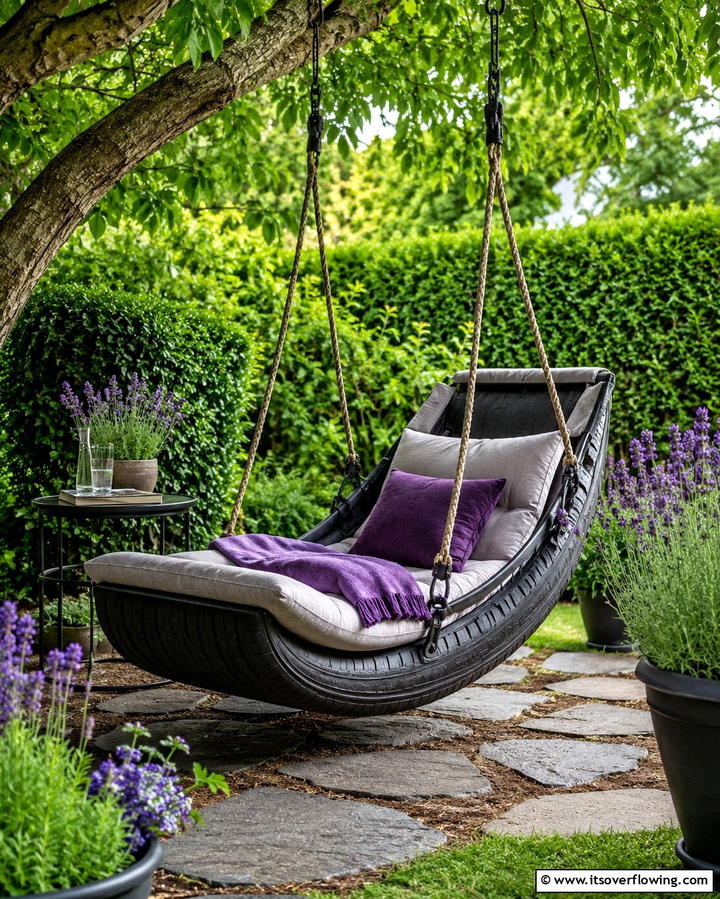 Reclining Tire Swing - 20 Tire Swing Ideas for Fun Outdoor Spaces