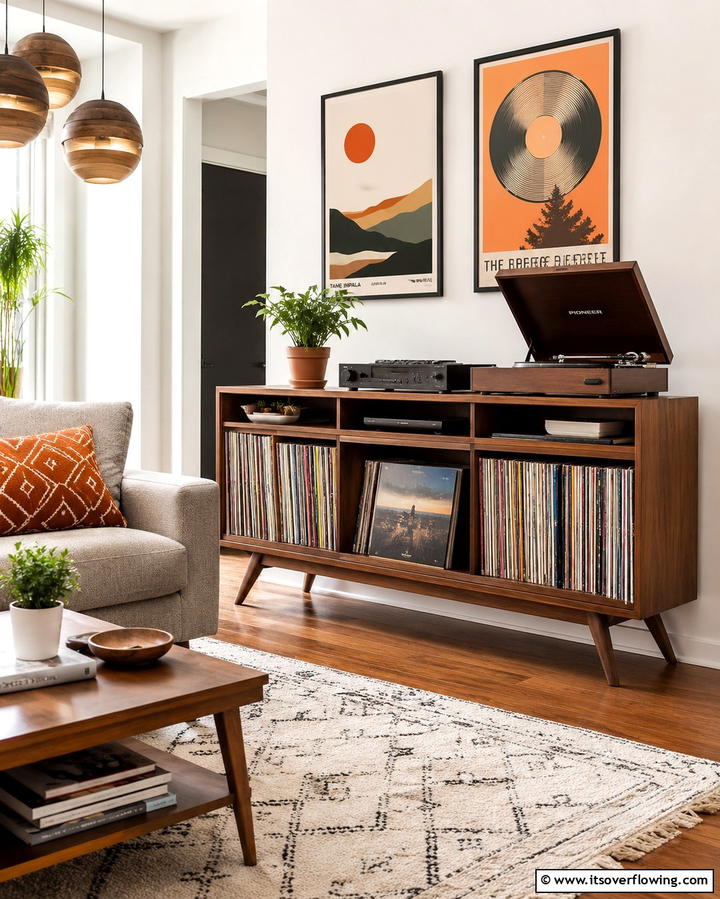 Record Player Stand with Built In Storage - 20 Vinyl Record Storage Ideas for Music Lovers