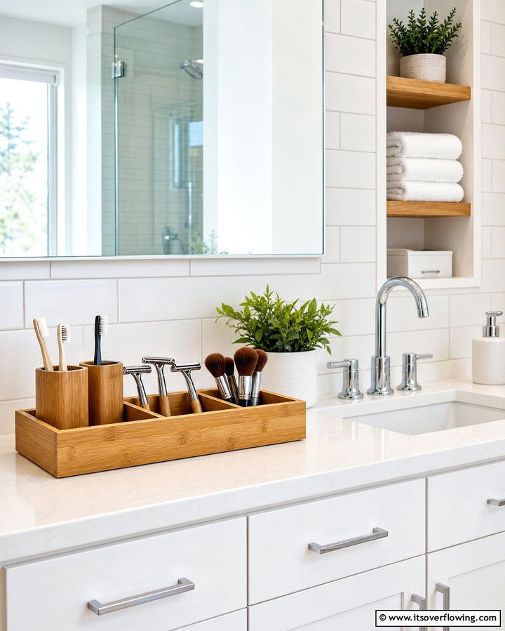 Rectangular Tray with Dividers - 25 Stylish Bathroom Tray Ideas to Organize and Decorate