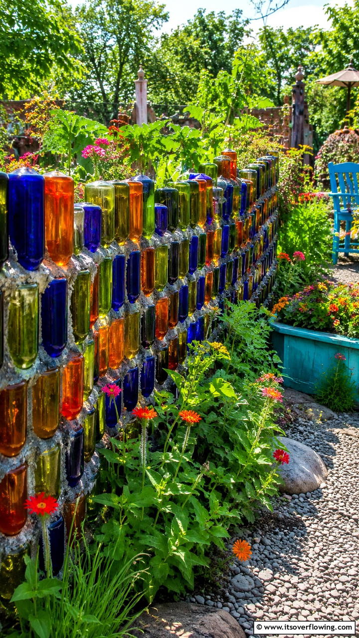 Recycled Bottle Garden Divider - 30 Garden Divider Ideas for Functional Outdoor Spaces