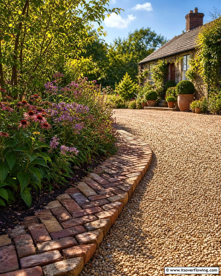 Recycled Brick Edging - 25 Gravel Driveway Edging Ideas for a Polished Look