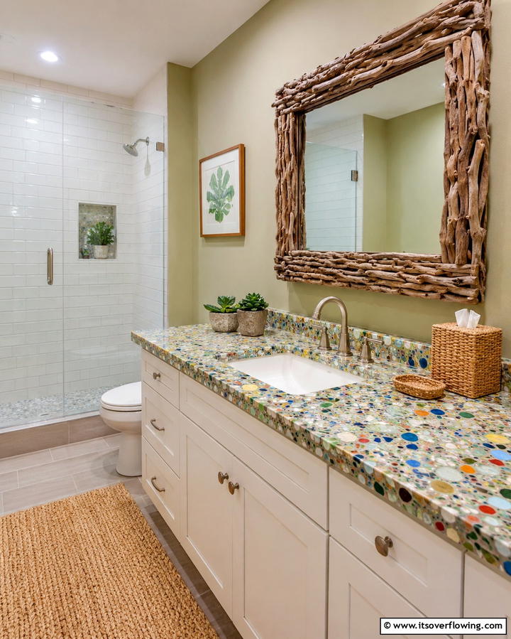 Recycled Glass Countertops for Eco Friendly Style - 25 Bathroom Countertop Ideas for a Stylish Upgrade