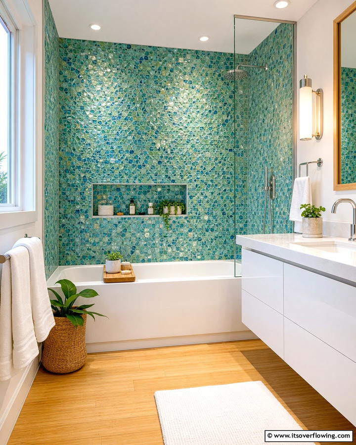 Recycled Glass Surround - 25 Bathtub Surround Ideas for a Luxurious Bathroom