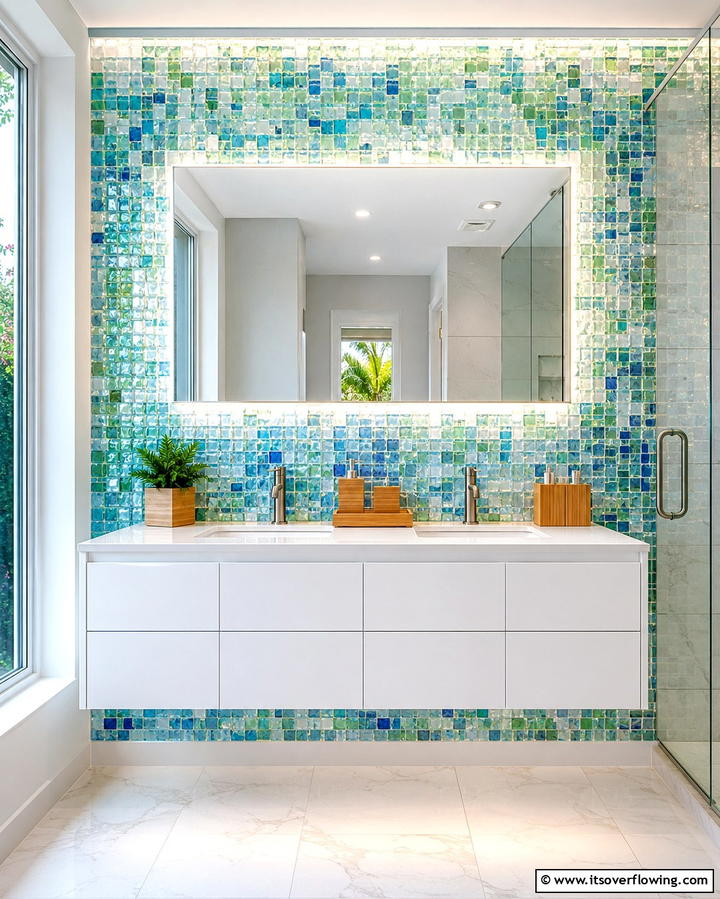 Recycled Glass Tiles - 25 Bathroom Backsplash Ideas for a Stylish Upgrade