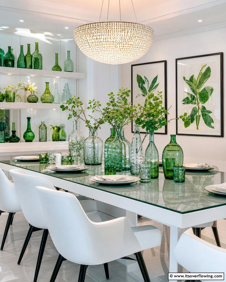 Recycled Glassware Sparkle - 21 Green Dining Room Ideas to Refresh Your Dining Space