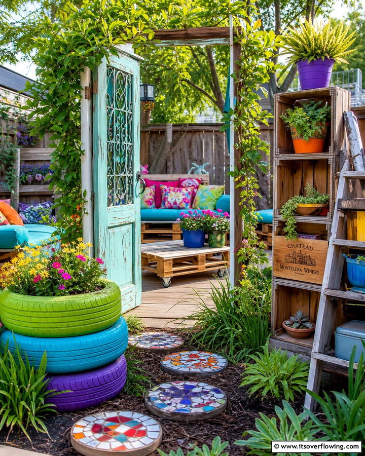 Recycled Material Decor - 21 Outdoor Decor Ideas to Refresh Your Patio or Garden