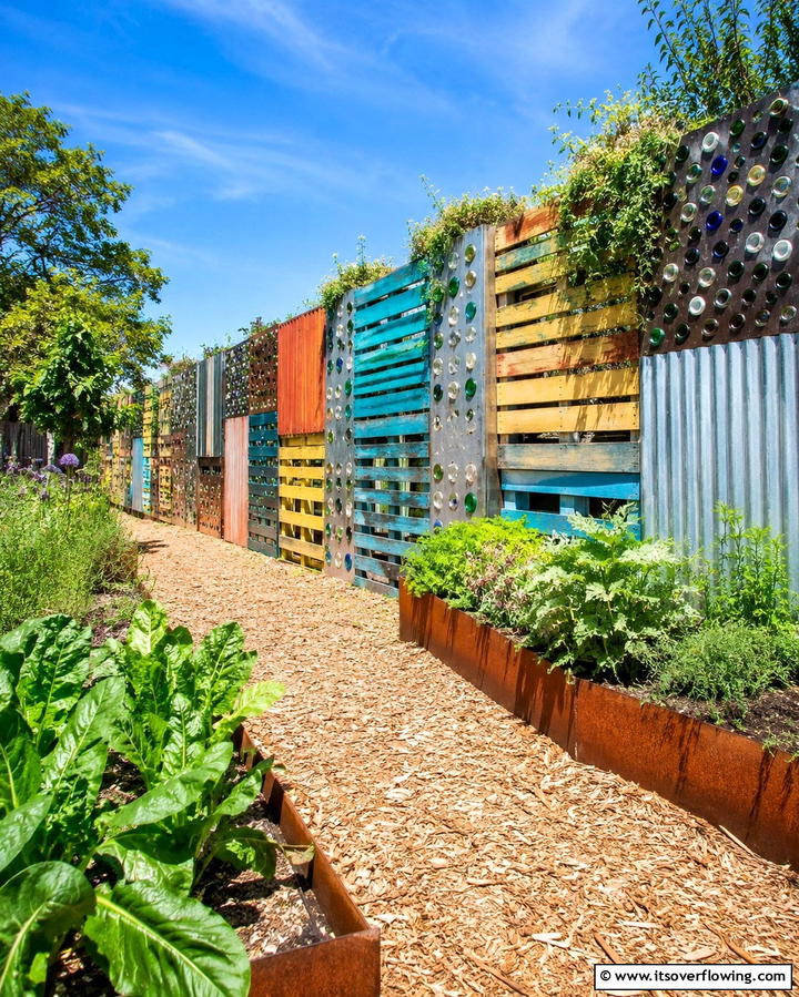 Recycled Material Fence - 30 Decorative Fence Ideas to Enhance Your Yard’s Aesthetic