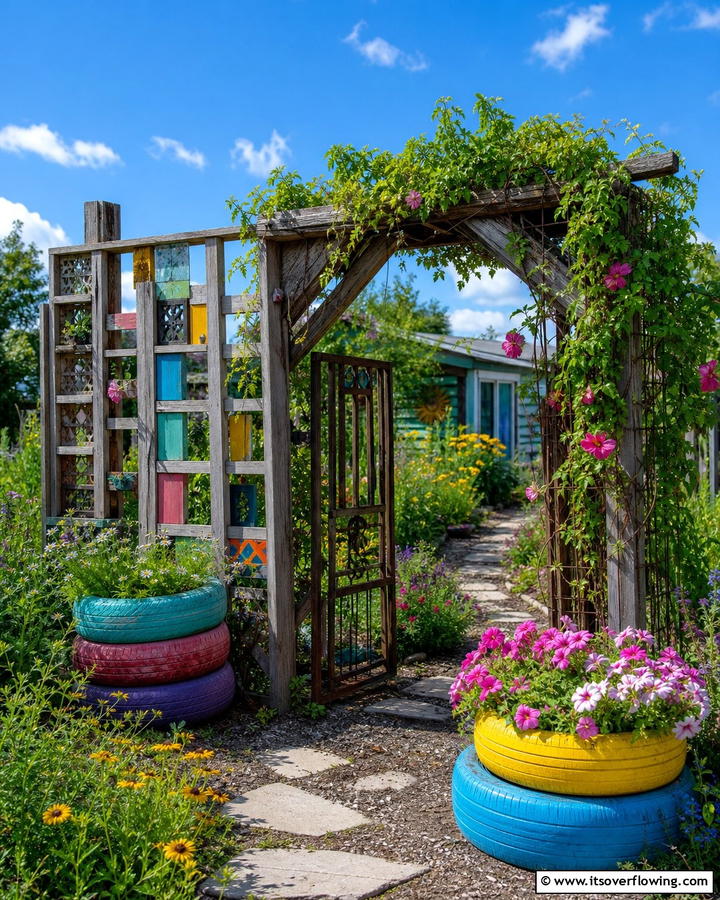 Recycled Material Garden Structures - 21 Budget-Friendly Backyard Ideas to Transform Your Outdoor Space