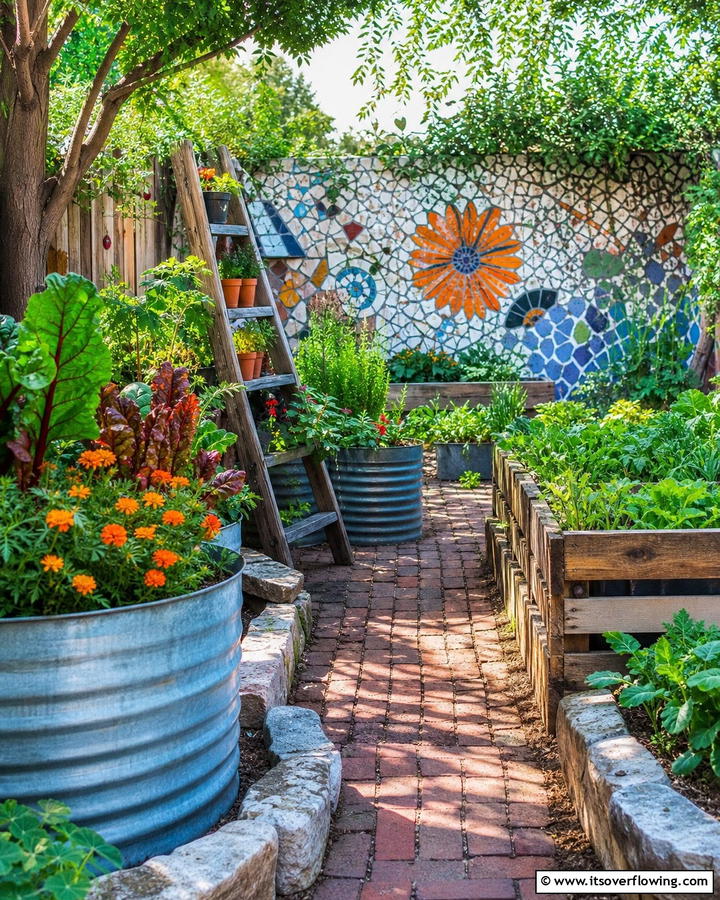 Recycled Material Garden - 30 Garden Layout Ideas- Strategic Planting & Design Tips