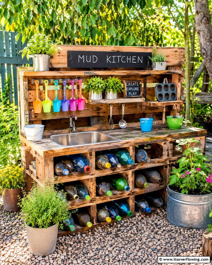 Recycled Material Mud Kitchen - 30 Mud Kitchen Ideas to Inspire Outdoor Kids’ Play