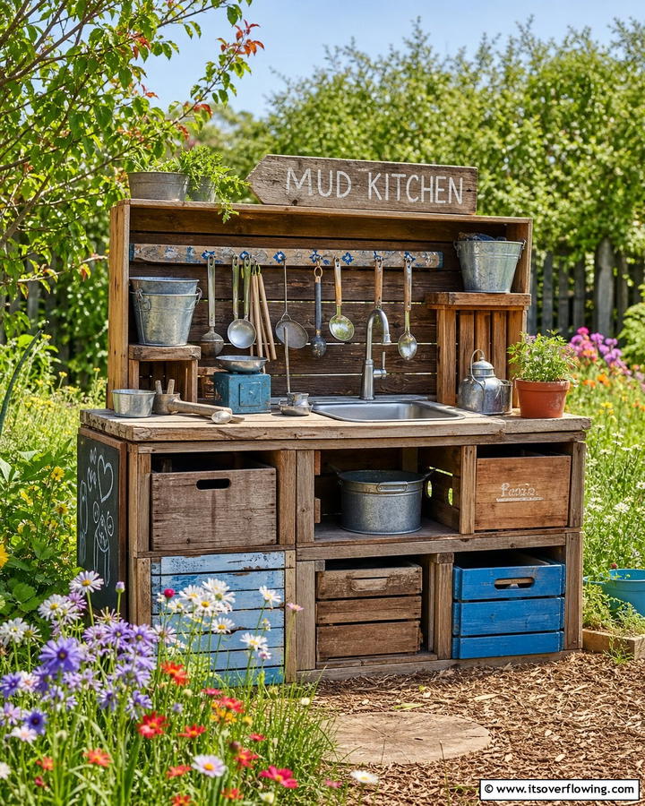 Recycled Material Mud Kitchen - 20 Mud Kitchen Ideas for Outdoor Fun with Kids