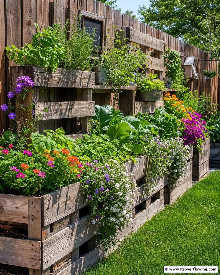 Recycled Pallet Raised Beds - 20 Raised Garden Bed Along Fence Ideas for Your Yard