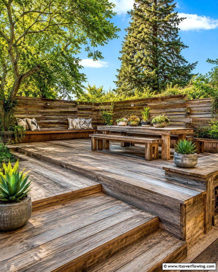 Recycled Timber Retreat - 30 Budget-Friendly Backyard Deck Ideas for Stylish Outdoor Living
